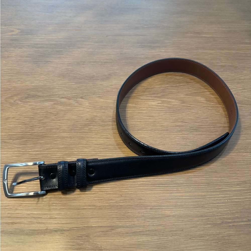 Men's Black and Brown Leather Belt - Size 32